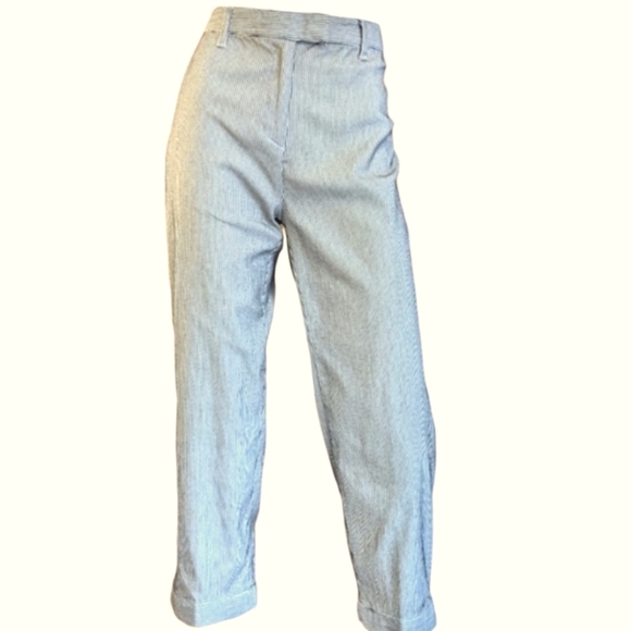 90s Y2K Kathy Ireland Pinstripe Crop Pants - Size 10 - Picture 1 of 9